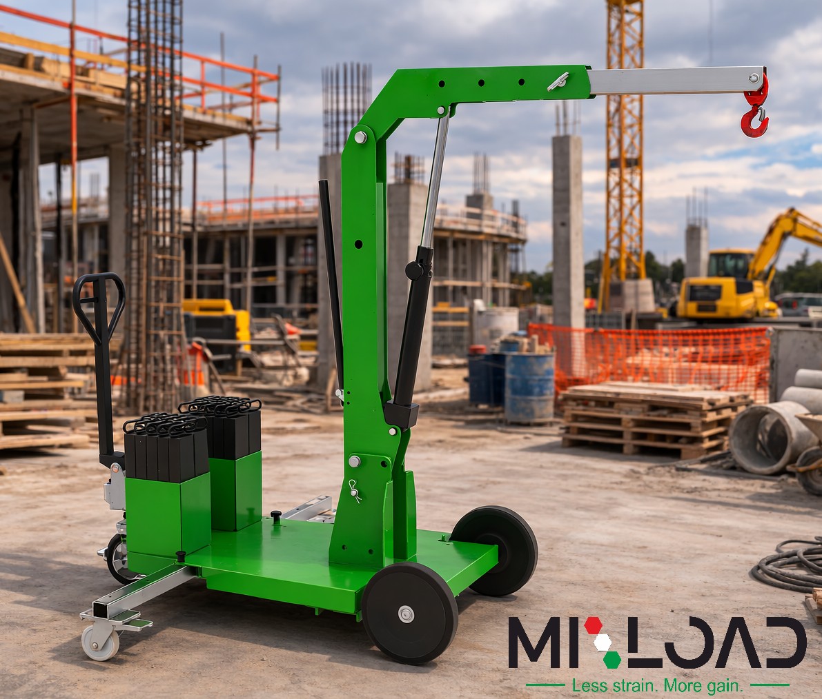 Miload mini gru compatte per sollevamento in spazi ristretti e cantieri edili - Mini gru mobili con contrappesi removibili